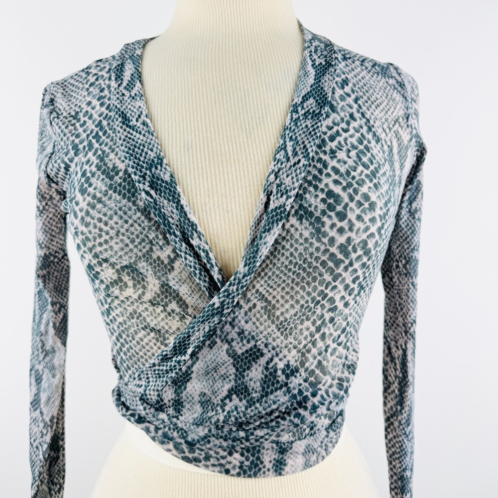 Only Hearts Python Snake Print Semi-Sheer Wrap Bl… - image 3